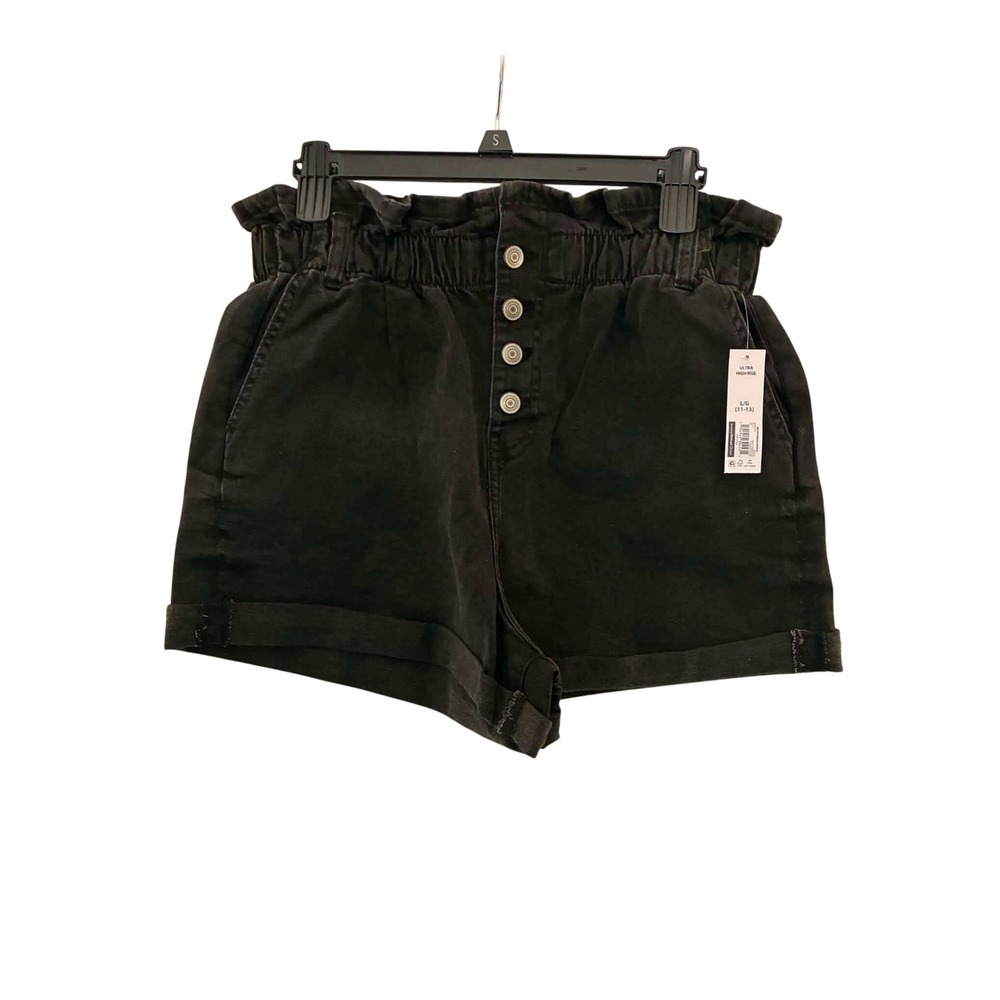 No Boundaries Denim Shorts Womens L 11-13 Black Paperbag Ultra High Rise